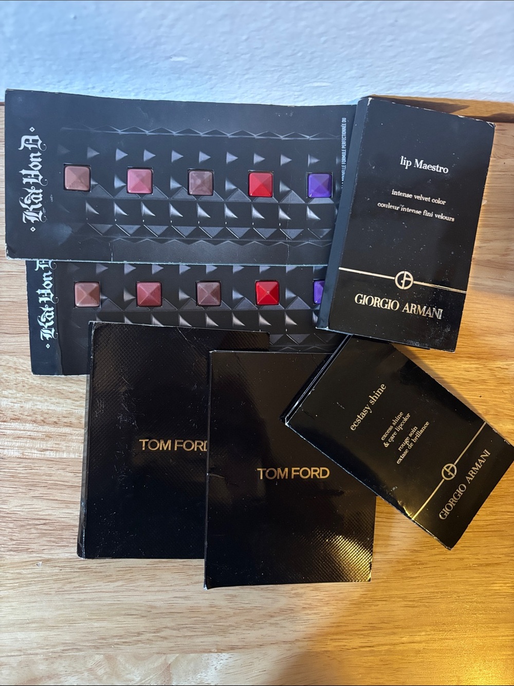 Giorgio Armani, Tom Ford and Kat Von D Lip Samples